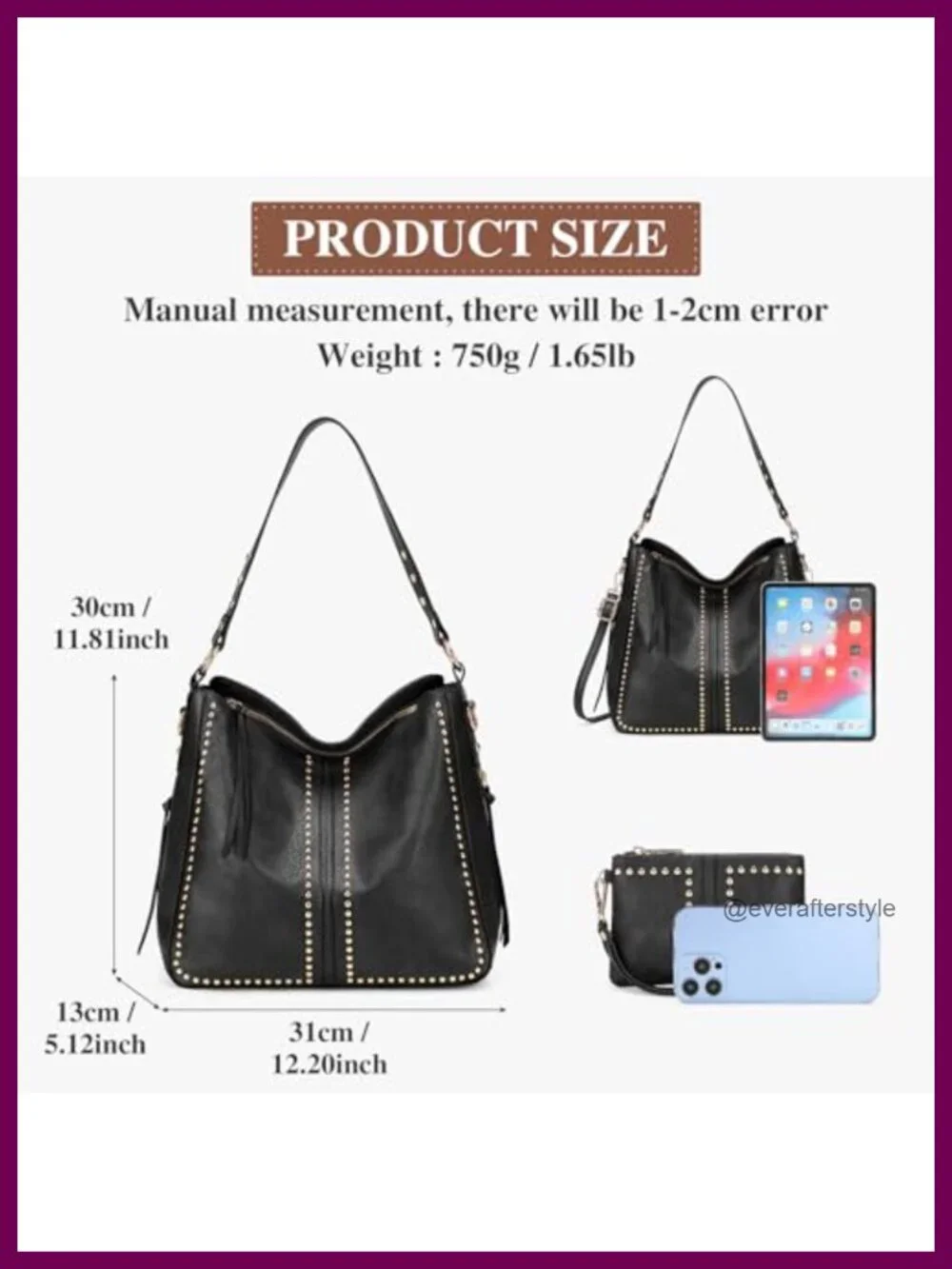Hobo Bags for Women 2 Piece Set PU Leather Tote Crossbody with Wallet